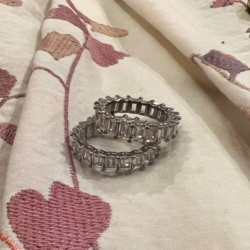 2 Silver diamond rings size 6